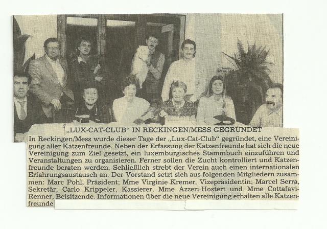 1982 - 08 november 1982- Luxemburger Wort - Zeitung - Journal. Presentation LUX-CAT-CLUB